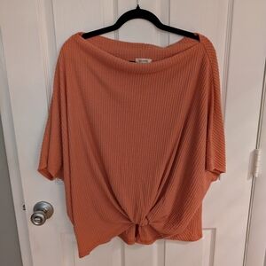 Orange Waffle Knit Top